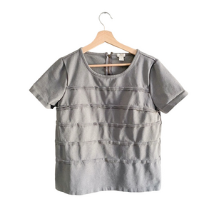 J. Crew | Short sleeve lined detailed blouse | Gray | Women’s Size M